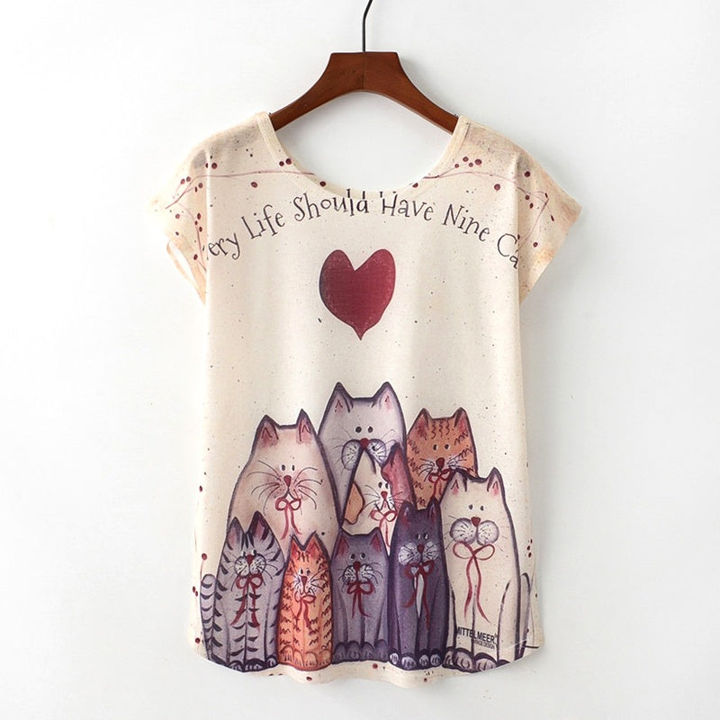 Cute Women's Cat T-Shirt