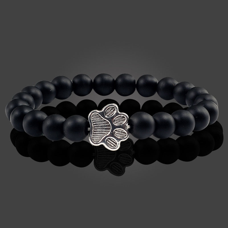 Black Matte Cat Paw Print Bracelet