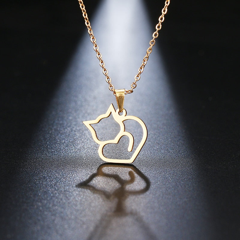 14kt Rose Gold Cat Duo Pendant Necklace | Ross-Simons